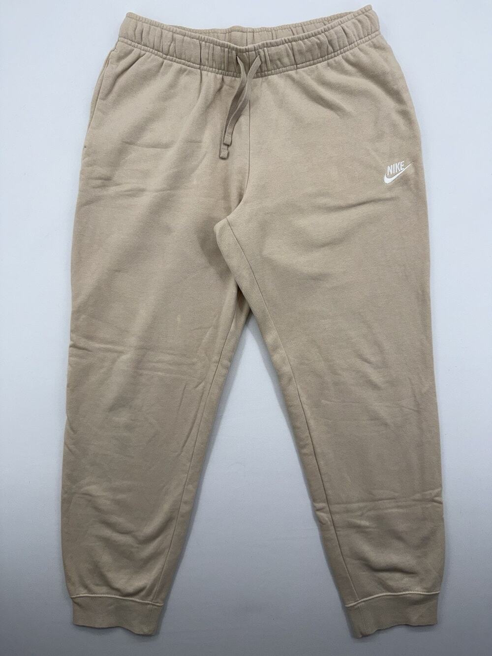 Nike Sweatpants Mens Large Beige Jogger Club Fleece Tapered Slim Fit Sportswear